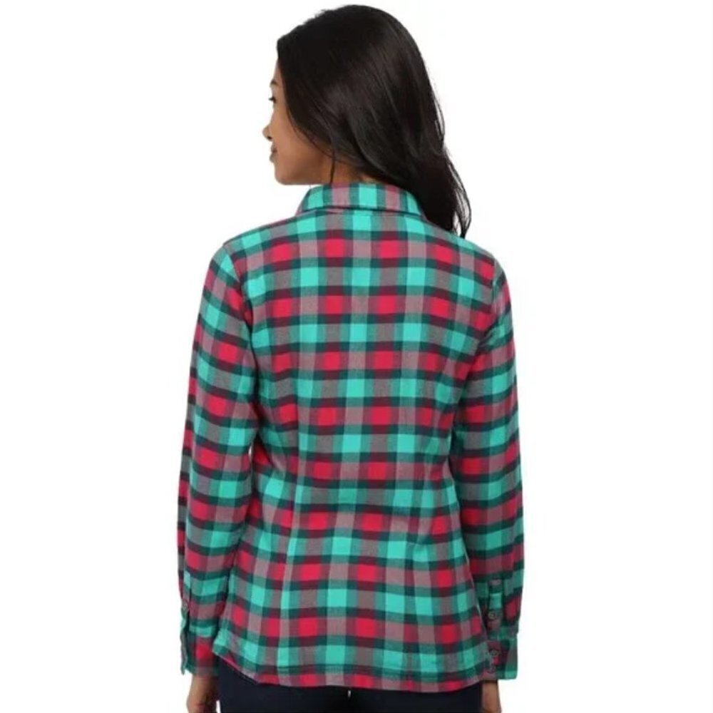 Patagonia Green & Pink Plaid Fjord Flannel Button Down Shirt 8